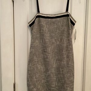 INC. Black & White Tweed Jumper with Grosgrain ribbon NWT